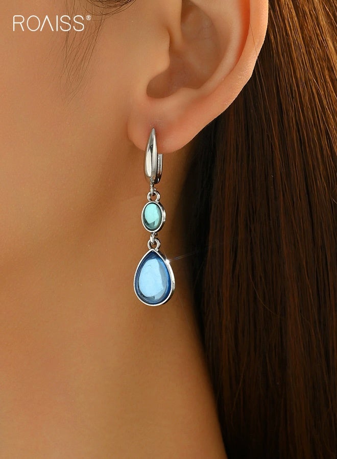 roaiss Vintage Style Jewelry Geometrically Set with Gemstone Design High End Earrings Versatile Long Drop Ear Accessories - Image 3