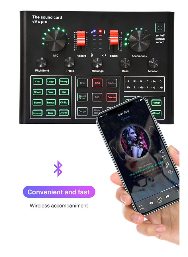 Mi VAZA - Wireless Karaoke Microphone Professional Condenser with Tripod Sound Card V9XPRO for Live Streaming studio - Image 1
