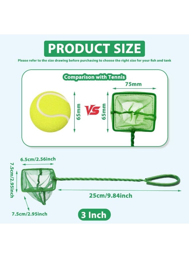 SUNSAR Aquarium Fish Net,Small Square Fishing Net Fine Mesh with Long Wire Handle for Catching Small Fishes Shrimps or Cleaning Fish Tanks - Image 2