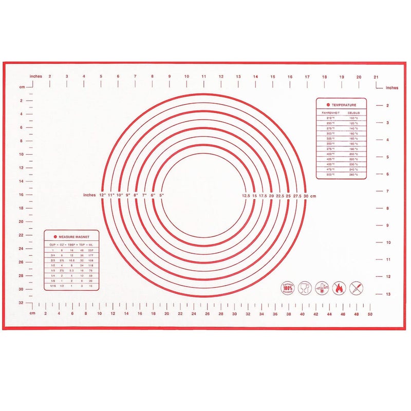 KPS Silicone Baking Mat Non Stick PastryDough Rolling Mat with Measurement CounterOven LinerPie Crust Mat BakingKitchen Tool Accessories Pack of 1Multicolor40x60cm - Image 1