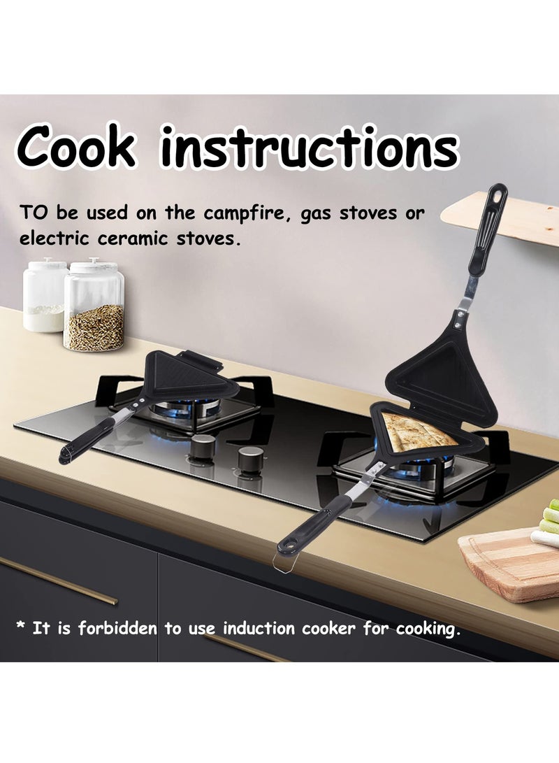 KASTWAVE Double Sided Frying Pan, Triangle Shape Sandwich Pan,Grilled Cheese Maker Nonstick Sandwich Maker Flip Grill Pan For Breakfast Toast Panini Waffle, Aluminum Alloy Cookware - Image 5