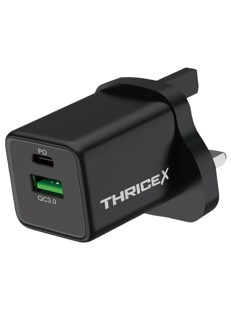 ثريككس شاحن سريع ثنائي المنافذ USB-C GaN بقدرة 35 واط + كابل USB-C إلى Lightning بقدرة 20 واط، شاحن جداري PD لأجهزة iPhone 14/13/12/11 وiPhone 16-12 وSamsung Galaxy S24، محول شحن سريع صغير الحجم - Image 2