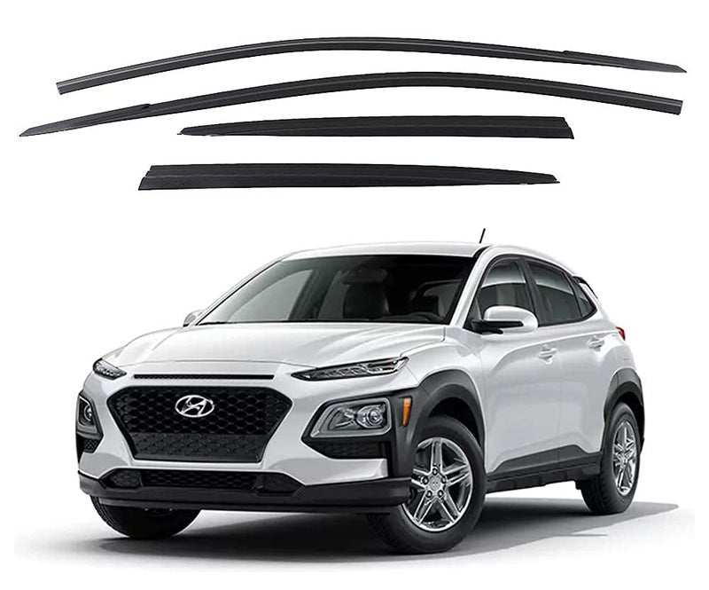 KD SAFE Safe Smoke Window Visor Sun Rain Vent Guard 4 Pcs Set Out Channel Visor Black Compatible with Hyundai Kona Kona 20182020 Smoke - Image 3
