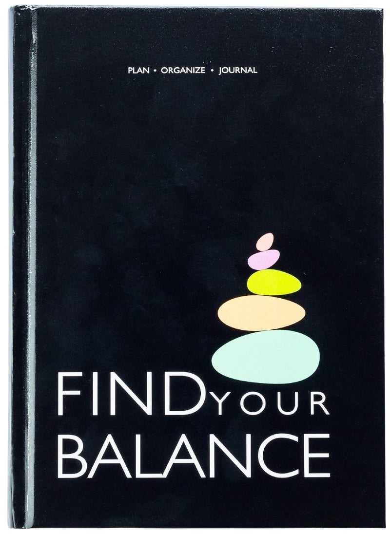 The Journal Lab Find Your Balance Undated Daily Planner | 4-Month Productivity & Wellness Planner Journal | 300 Pages | Habit Tracker, Mood Tracker & Gratitude Journal (Black) - Image 1