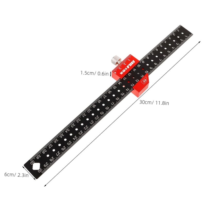 مسطرة متعددة الأغراض من الفولاذ المقاوم للصدأ مع كتلة تحديد المواقع لأعمال النجارة ومشاريع DIY - Image 3
