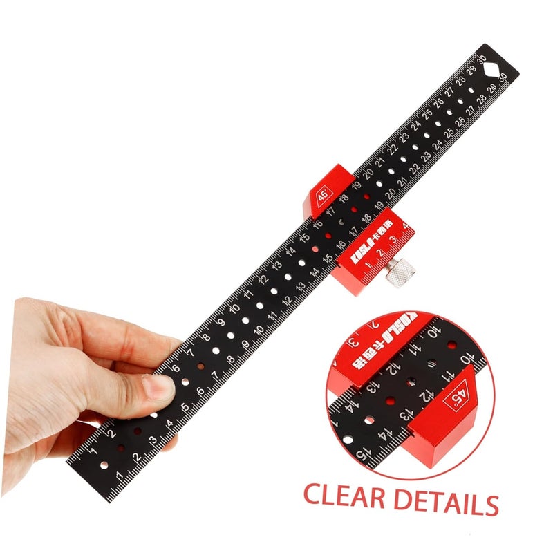 مسطرة متعددة الأغراض من الفولاذ المقاوم للصدأ مع كتلة تحديد المواقع لأعمال النجارة ومشاريع DIY - Image 5