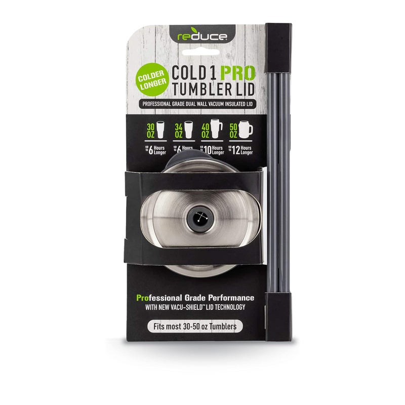 Reduce REDUCE Vacuum Insulated Cold 1 Pro TumblerMug Lid  VacuShield Technology Keeps Drinks Colder for Longer  Includes 2 Straws  Fits most 3050oz Tumblers or Mugs 