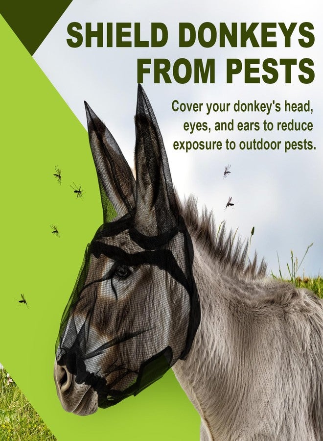 Yeyeplum 1 Pcs Mini Donkey Fly Mask with Ears Protection Breathable Mule Fly Mask with Long Ears Protection from Insects and Bugs Soft Mesh with Adjustable Fastener Easy to get on and Off(Black) - Image 3