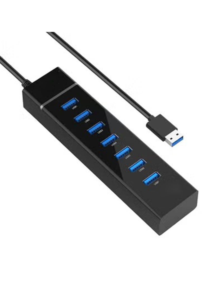 7-Port USB 3.0 Hub, USB Hub Splitter with Long Cable for Laptop, PC, MacBook, Mac Pro, Mac Mini, iMac, Surface Pro and More - Image 1