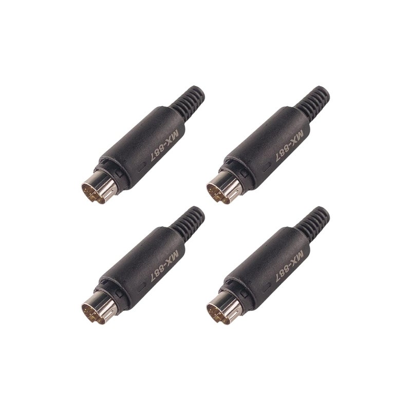 MX 2 Pairs Mini Din Male Connector Black DIN 8 Pin Female + Male Adapter Socket Audio AV Connector_PACKOF4 - Image 1