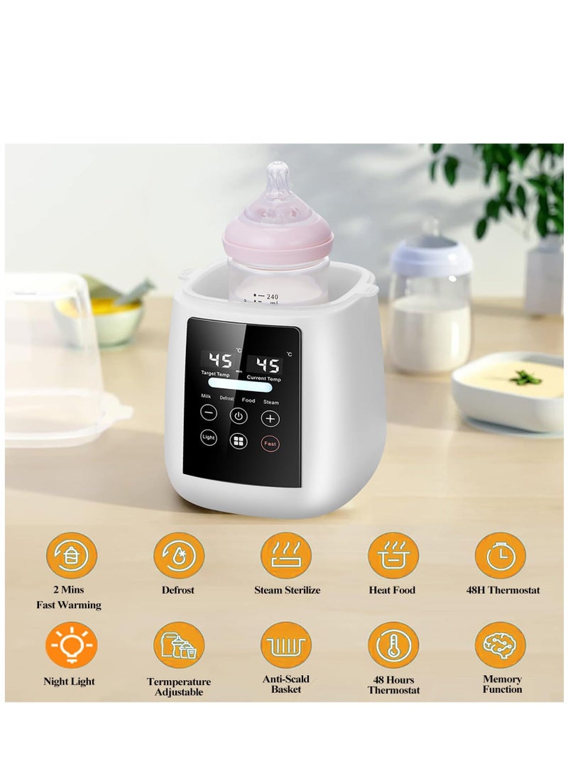 Generic Baby Bottle Warmer, Fast Baby Milk Warmer with Accurate Temperature Control for Breastmilk or Formula, 48H Thermostat, with Defrost, Night Light, Heat Baby Food Jars Function, White  - Image 2