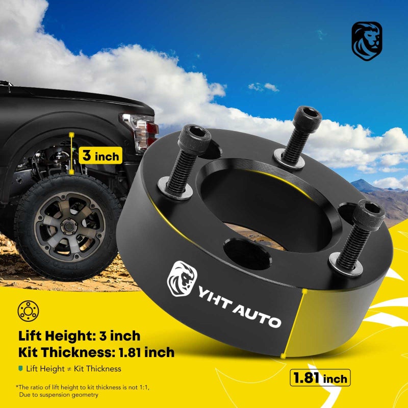 YHTAUTO YHTAUTO 3 inch Front Leveling Lift Kit, Aluminum Strut Spacers w/Hardware Kit Compatible with 2004-2022 Nissan Titan/Armada, RWD/4WD, Suspension Leveling Kit Set of 2  - Image 2