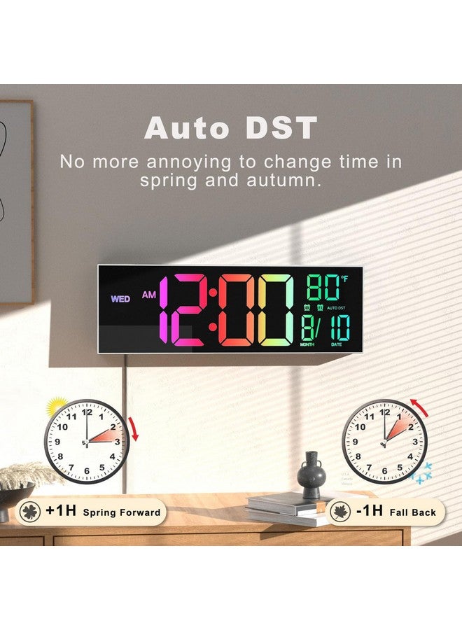 JALL 16" Large Digital Wall Mount Clock, Count Down Timer with Remote, Alarm, Big LED, 8 RGB Color, DST, Temperature for Living Room Classroom Desk, Xmas, Birthday Gift for Senior Men Women Mom Dad - Image 4