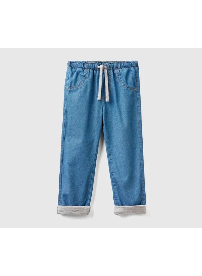 يونايتد كولورز أوف بينتيون Lined joggers in lightweight denim - 4-5 Years