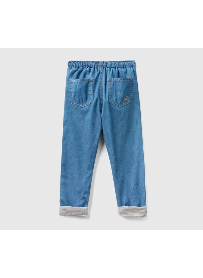 يونايتد كولورز أوف بينتيون Lined joggers in lightweight denim - 4-5 Years