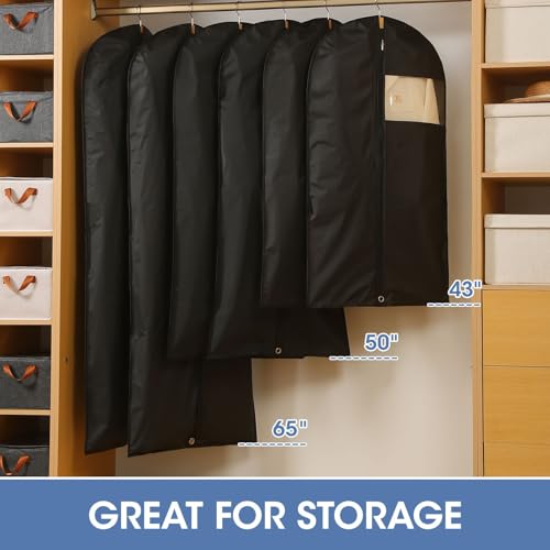 Perber Dress Bags for Gowns, 65'' Long Garment Bags for Hanging Clothes, Dress Garment Bag, Black Dress Bag with Clear Window for Dresses, Coats, Uniforms（5 Packs） - Image 5