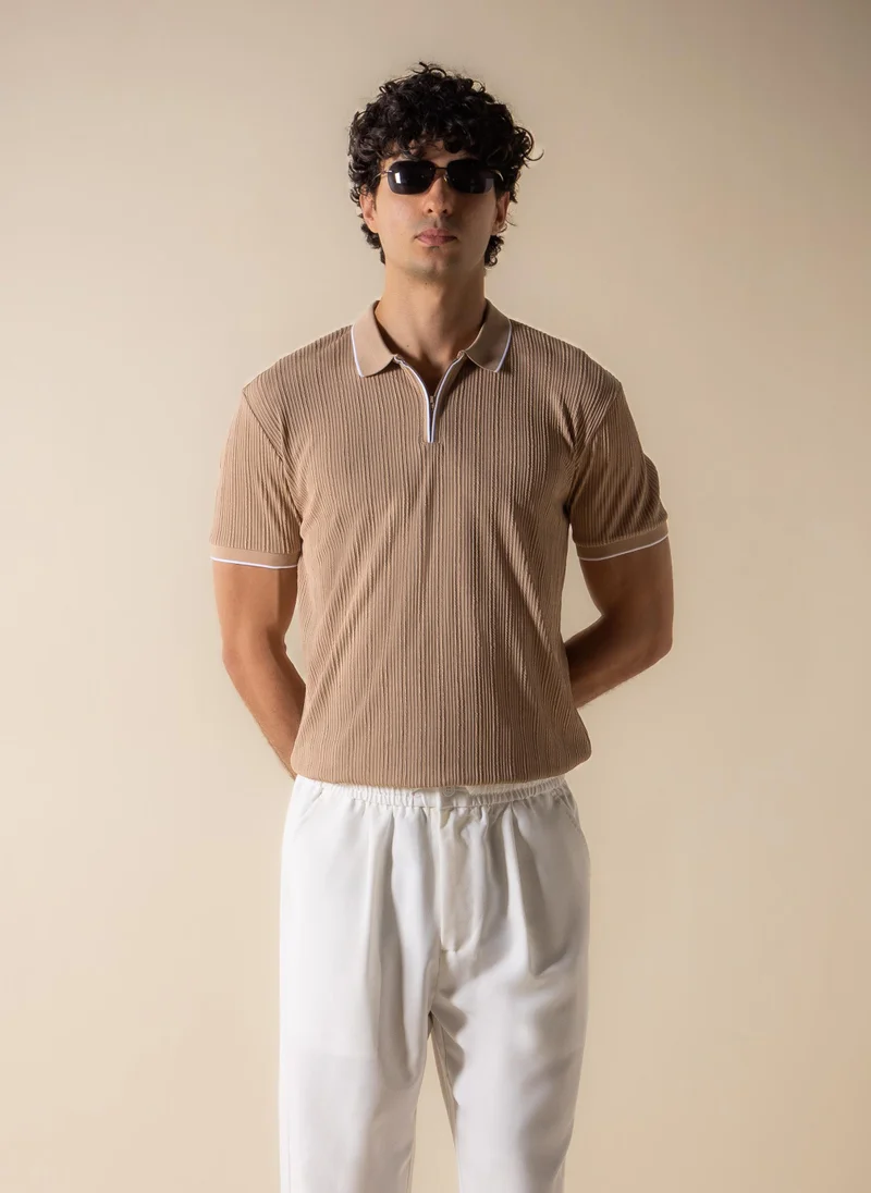 شايبس SLIM CONTRAST RIB POLO SHIRT