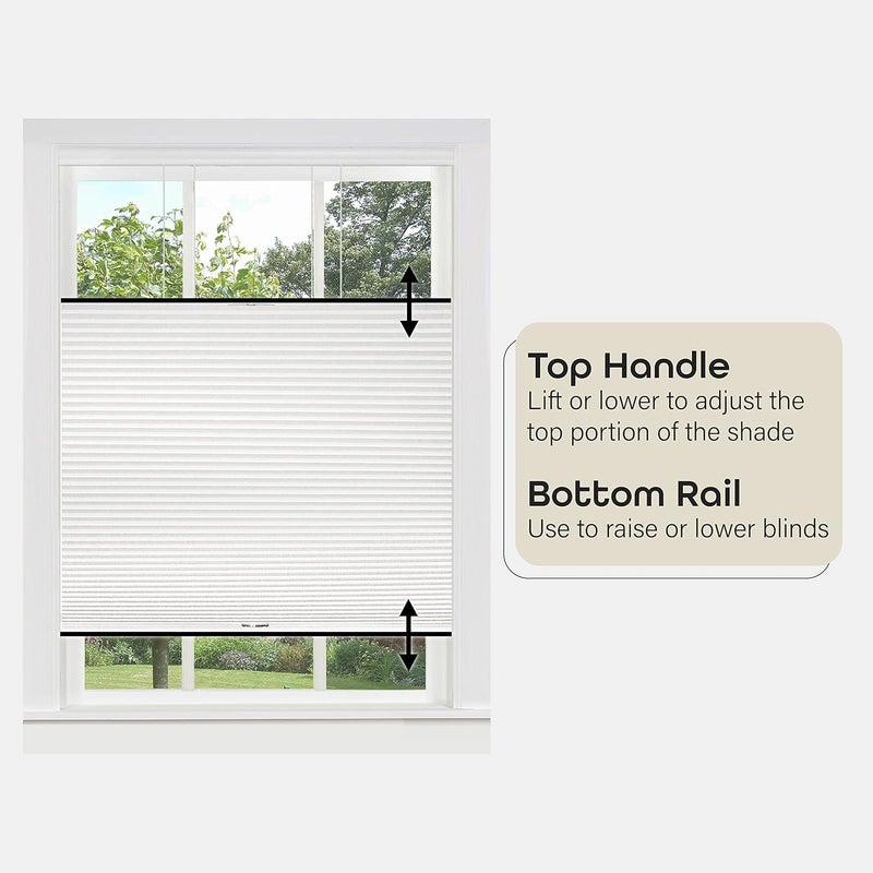 Achim Cordless Cellular Pleated Window Shades - 35 Inch Width, 64 Inch Length - White - Light Filtering Top-Down Honeycomb Pull Down Blinds for Windows and Skylights by Home Decor - Image 4