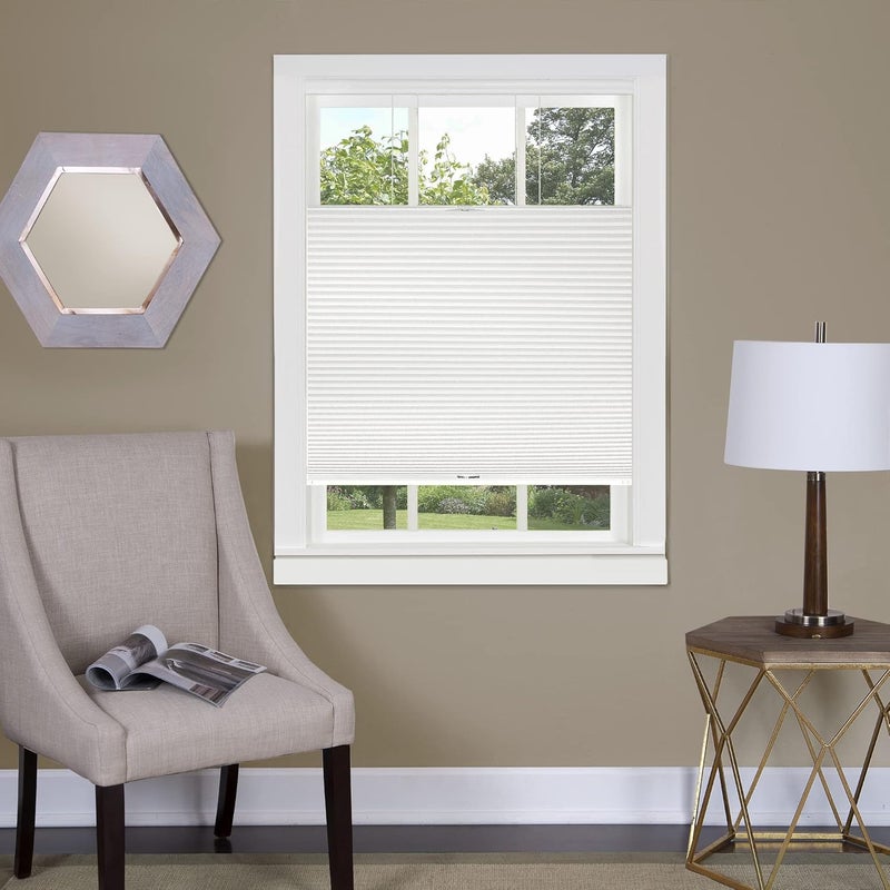 Achim Cordless Cellular Pleated Window Shades - 35 Inch Width, 64 Inch Length - White - Light Filtering Top-Down Honeycomb Pull Down Blinds for Windows and Skylights by Home Decor - Image 1