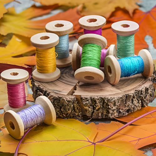 FVIEXE 40PCS Wooden Spools for Crafts, Unfinished Empty Thread Spool, Wooden Ribbon Spools for Arts DIY Wood Projects, Bobbins for Wire Weaving (47mm x 30mm) - Image 5