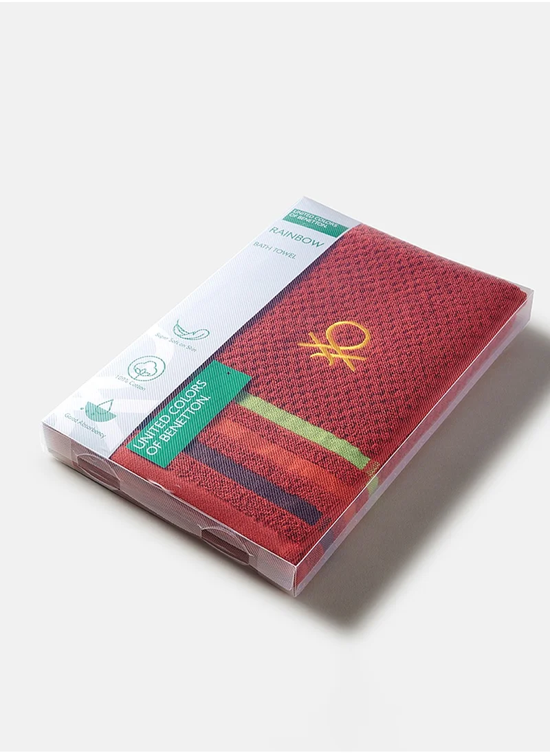يونايتد كولورز أوف بينتيون United Colors of Benetton Rainbow  Scarlet Red Bath Towel 450 GSM
