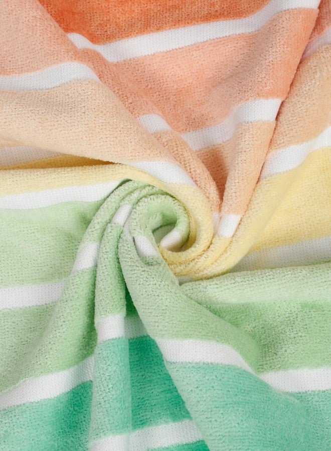 CREEVA Pastel Rainbow Stripe Beach Towel - Soft Multi-Tone, 105 x 180 cm - Image 4
