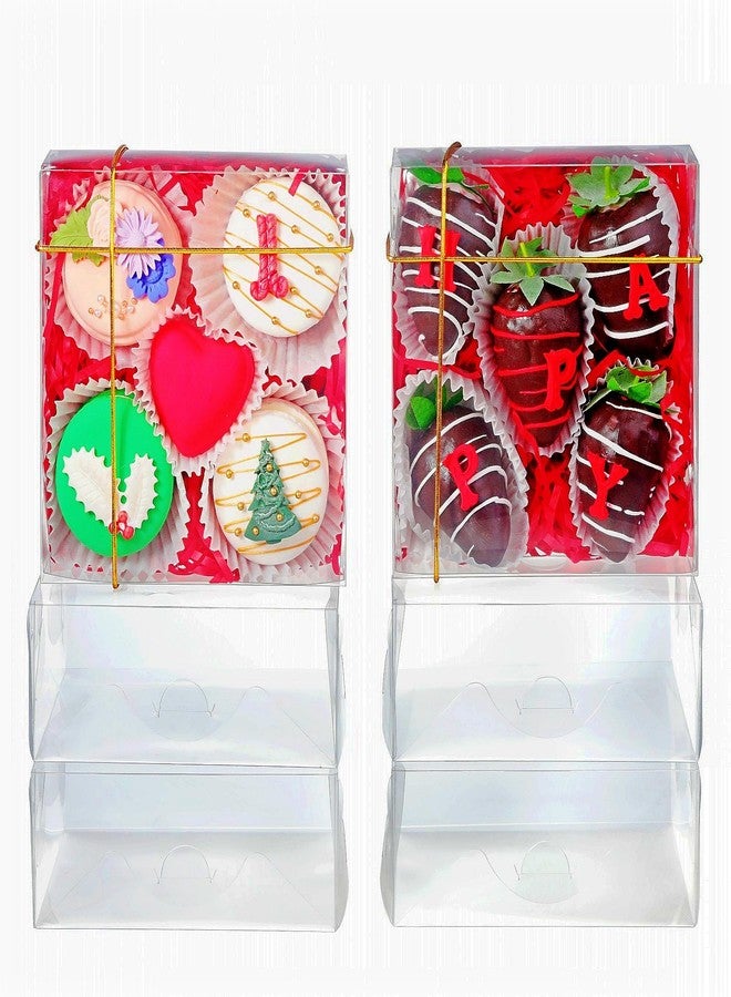 SLShePack 50Pack Full Clear Bakery Boxes - 5x5x2 Inches Chocolate Covered Strawberries, Mini Cake, Cookie, Macaron, Pie & Cakesickle Boxes - Image 5