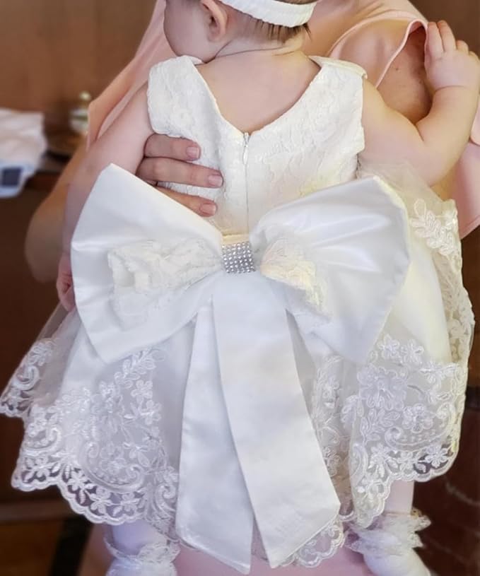 LZH Christening Dresses for Baby Girl 0-3 Months, Baby White Dress,Baptism Dresses for Baby Girl Party Dress Pageant - Image 3