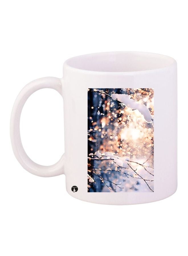 RYN Snowy Printed Coffee Mug White/Beige/Blue 11ounce