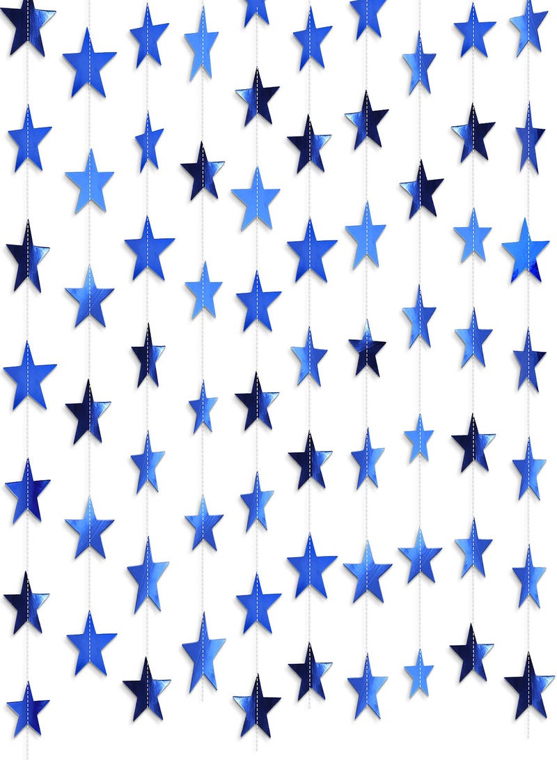 SYOSI Star Paper Garland, 8Pcs 4m Long Banner Backdrop, Party Decorations Reflective Star Paper Garland Sparkling Star Bunting Banner Decorations for Wedding Birthday Party Holiday Banner Backdrop - Image 1