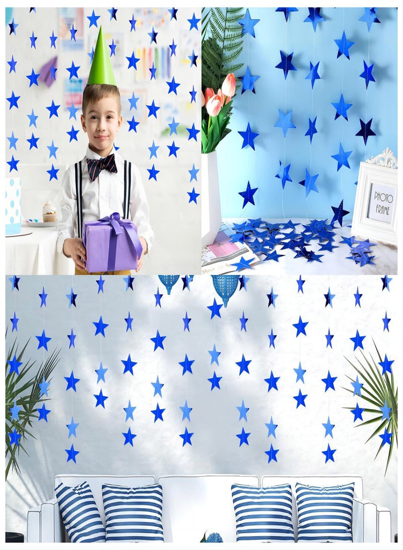 SYOSI Star Paper Garland, 8Pcs 4m Long Banner Backdrop, Party Decorations Reflective Star Paper Garland Sparkling Star Bunting Banner Decorations for Wedding Birthday Party Holiday Banner Backdrop - Image 3