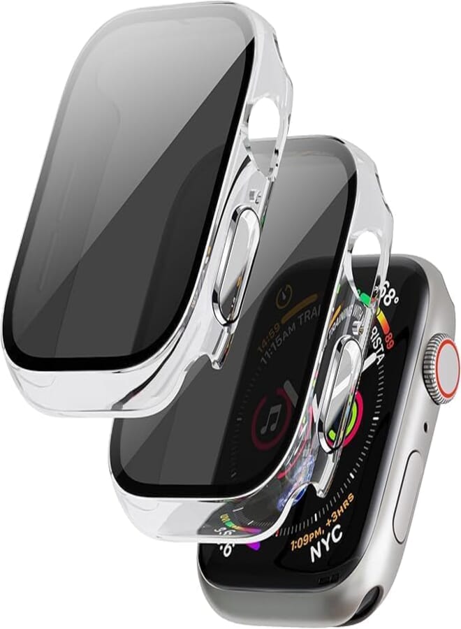 Next Next Store Privacy Screen Protector Compatible with iWatch Series 7/8/9 45mm, Built-in Anti-Peeping PC Protective Cover, 9H Hardness Tempered Glass Protector for iWatch Accessories.