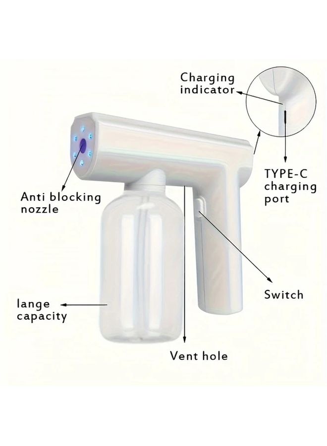 مسدس الرش الكهربائي الأسود النانو القابل لإعادة الشحن، مرذاذ، مرطب بشحن USB، معطر هواء، ناشر عطور - Image 3