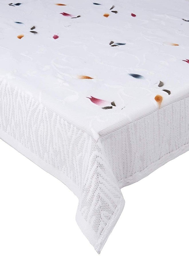 Groki Cotton Rectangle Shape 4 Seater Table Cover, Anti-Skid, Attractive Design Center Tablecloth, Size - 40x60In, White. - Image 4