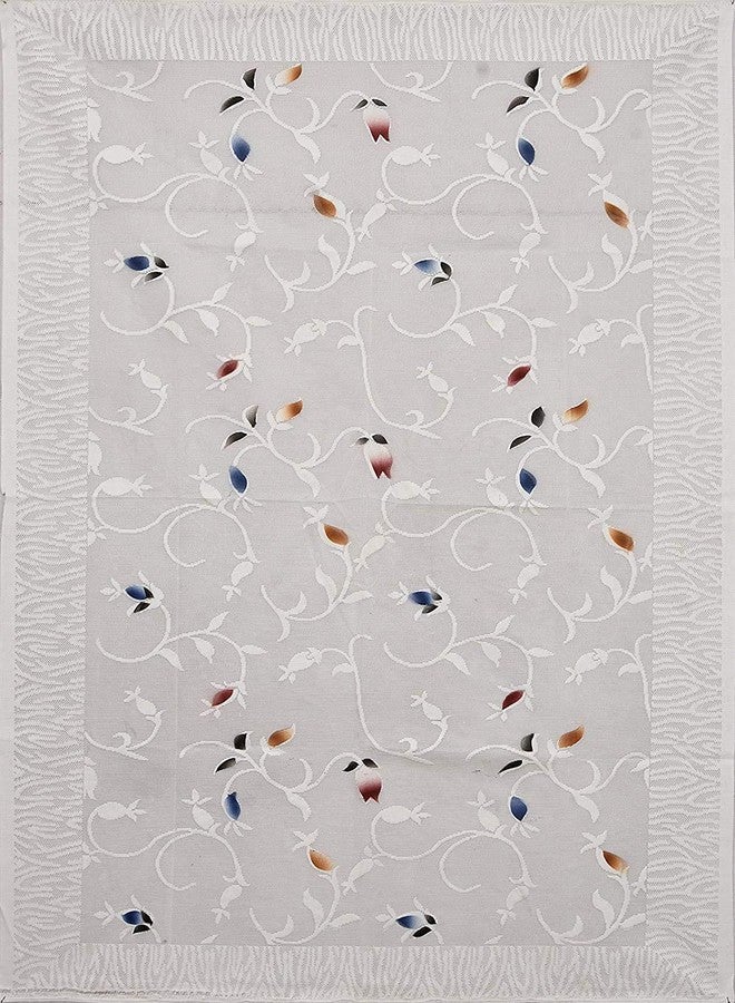 Groki Cotton Rectangle Shape 4 Seater Table Cover, Anti-Skid, Attractive Design Center Tablecloth, Size - 40x60In, White. - Image 3