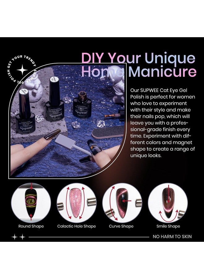 سوبوي مجموعة طلاء أظافر جل عين القطة 9D مع مغناطيس 12 لونًا جل طلاء عيون مغناطيسي مغناطيسي الحرباء تأثيرات المجرة مانيكير لصالون الأظافر DIY فن الأظافر في المنزل - Image 4