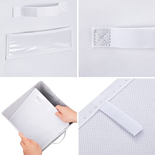 artsdi Fabric storage cubes (Set of 10) 11 Inch Cube Storage Bin, cube storage with 8 Labels Window Cards & a Pen, Foldable cube organizer bins, 11x11 storage bin, Cubby Organizer bins, White - Image 2