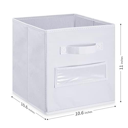 artsdi Fabric storage cubes (Set of 10) 11 Inch Cube Storage Bin, cube storage with 8 Labels Window Cards & a Pen, Foldable cube organizer bins, 11x11 storage bin, Cubby Organizer bins, White - Image 3