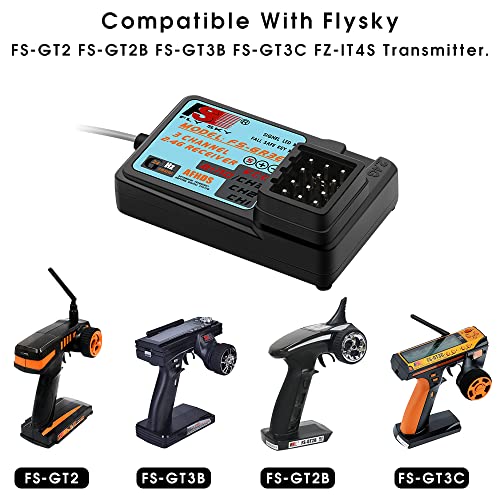 GLOBACT Flysky GR3E Receiver 24G Waterproof FSGR3E 3CH Receiver for Flysky FSGT2 FSGT2B FSGT3B FSGT3C FZIT4S RC Car Boat 2 Pcs - Image 5