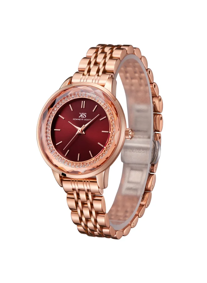KENNETH SCOTT Women's Stainless Steel Analog Watch K22532-RBKR - 34 mm