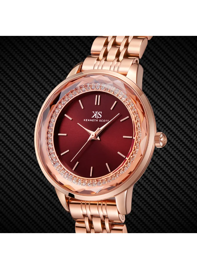 KENNETH SCOTT Red Women's Stainless Steel Analog Watch K22532-RBKR - 34 mm for Women | Best Price UAE