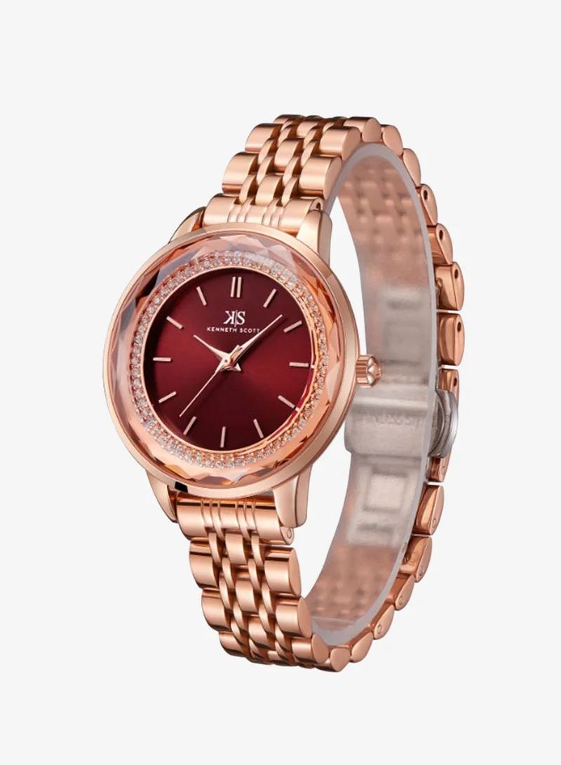 KENNETH SCOTT Women's Stainless Steel Analog Watch K22532-RBKR - 34 mm
