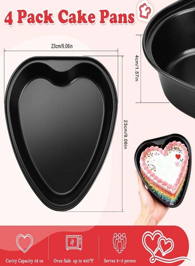 Eforcase 4PCS Heart Shaped Cake Pans 9 Inch, Large Baking Pan for Lovely Cakes, Cute Heart Shape Layer Cake Mold, Nonstick Baking Tin for Wedding, Mothers Day, Valentine's Day, Birthday Party, Grey - Image 2