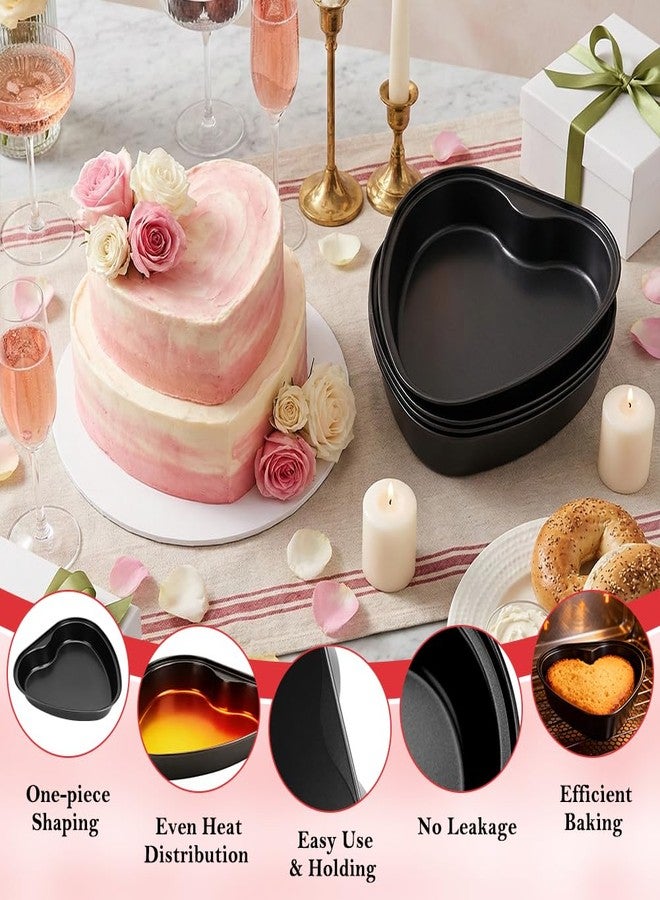 Eforcase 4PCS Heart Shaped Cake Pans 9 Inch, Large Baking Pan for Lovely Cakes, Cute Heart Shape Layer Cake Mold, Nonstick Baking Tin for Wedding, Mothers Day, Valentine's Day, Birthday Party, Grey - Image 3