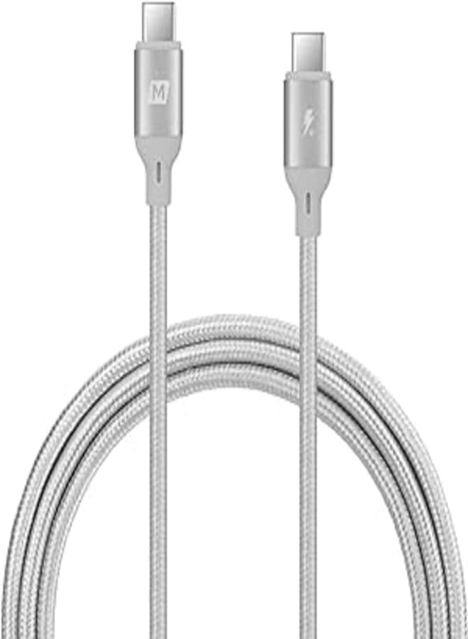 Momax Momax Dc19 Go Link Usb-C To Usb-C Cable [100W] 20V/5A Power Delivery 3.0 Fast Charge Nylon Braided With Built-In E-Marker (1.2M) – Silver