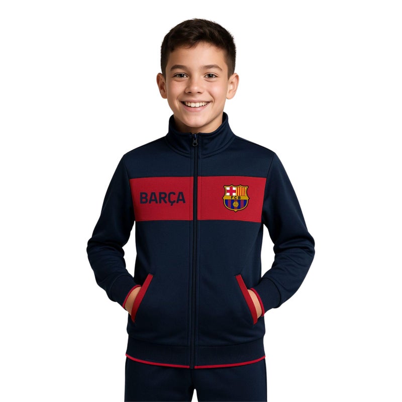 Icon Sports Official FC Barcelona Soccer Track Jacket Unisex Kids FCB52TJ Navy YM