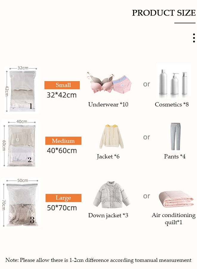 DUNISO Vacuum Storage Bags- Pack of 6 (2 Large + 2 Medium + 2 Small) Reusable Compression Bags Space Saver for Packing, Clothes, Comforters , Blankets, No Pump Needed - Image 2