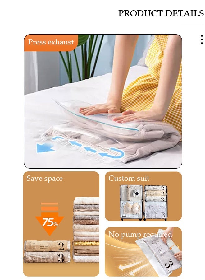 DUNISO Vacuum Storage Bags- Pack of 6 (2 Large + 2 Medium + 2 Small) Reusable Compression Bags Space Saver for Packing, Clothes, Comforters , Blankets, No Pump Needed - Image 5