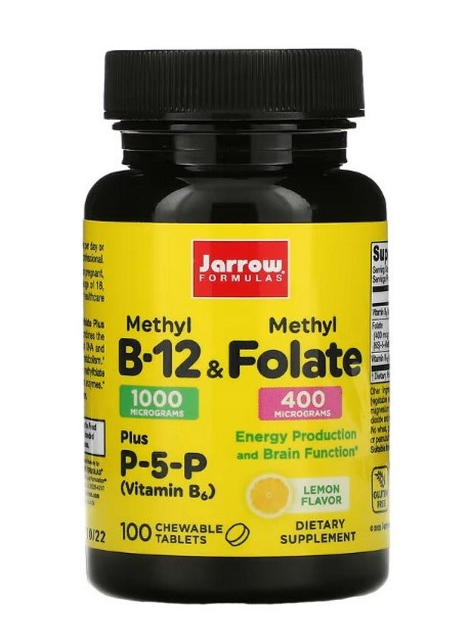 jarrow formulas Methyl B12  Methyl Folate Lemon 100 Chewable Tablets - Image 1