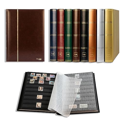Prophila Collection ألبوم طوابع بروفيلا جديد 60 جانب أسود غلاف بني مبطن - Image 1